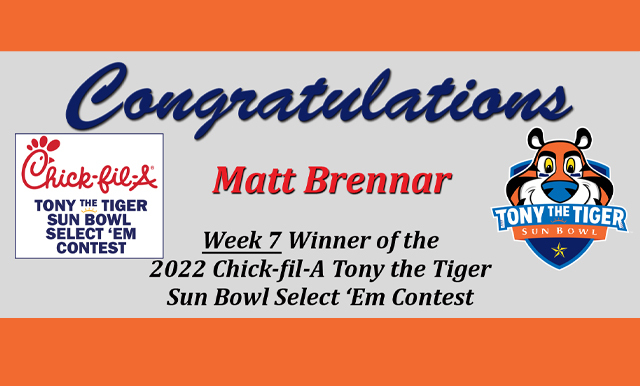 Chick-fil-A Tony the Tiger Sun Bowl Select ‘Em Contest: Weekly Winner & Upcoming Games